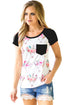 Sexy Black Short Sleeve Pocket Floral Shirt